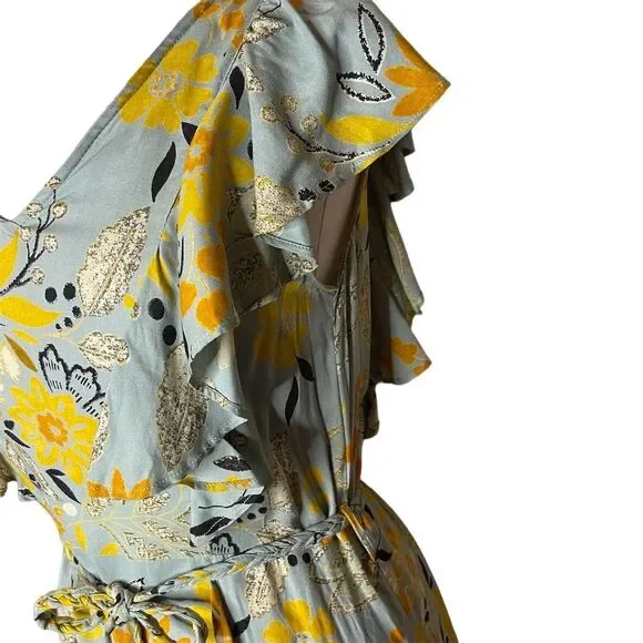 Sky and Sand Women's Floral Flutter Sleeve Dress Size S Multicolor - Picture 3 of 8